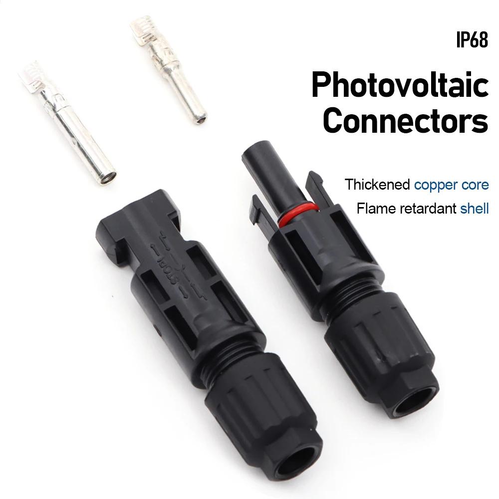 IP68 Waterproof Solar Panel Connector PV DC Connector Tin Plated Copper Material for Solar System Cable Connector