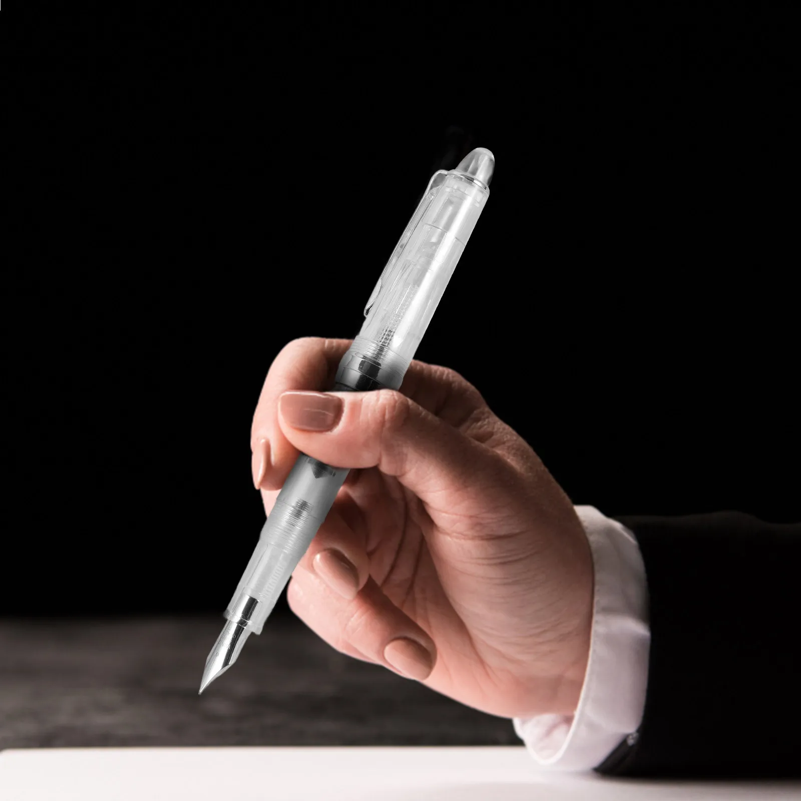 

2Pcs Piston Fill Fountain Pen Smooth Writing Portable Calligraphy Pen for Office School Art Reusable Ink Absorber Design