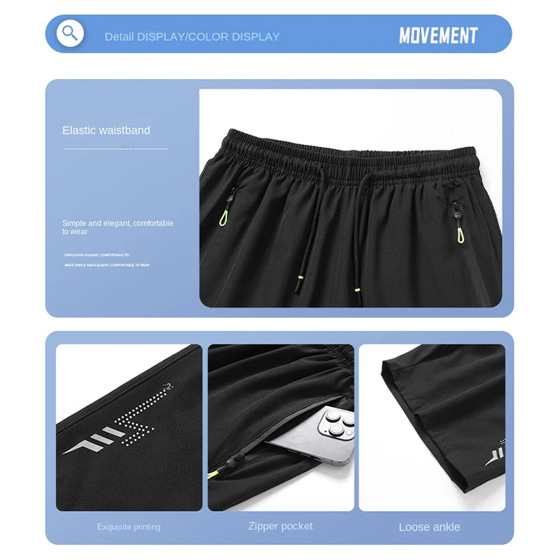 Summer Cool Ice Silk Men's Large Size Shorts Straight 5-Point Pants Sports Baggy Beach Shorts Men's Bermuda Casual Shorts M-8Xl