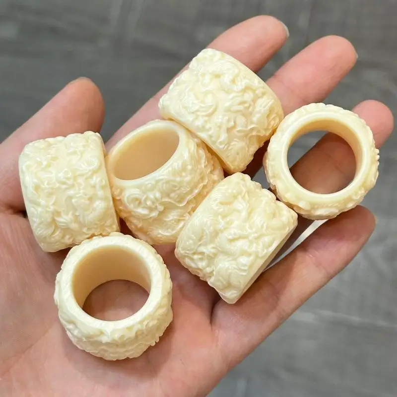 Dragon Thumb Ring Ivory Fruit Carved Dragon Pattern Fine Workmanship Unisex Jewelry for Daily Wear Collection