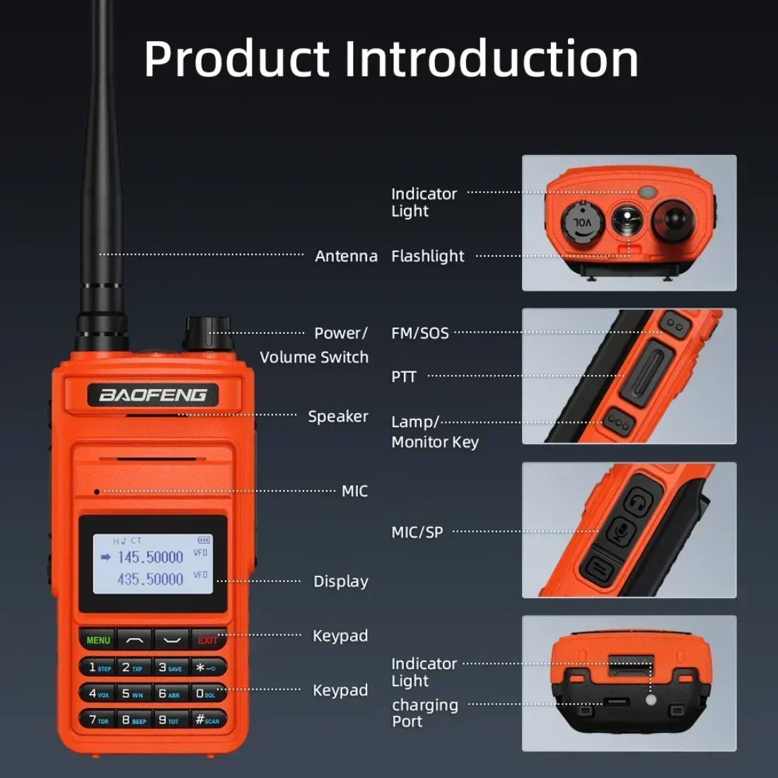 BAOFENG P15UV Walkie Talkie 10W Daya Tinggi Jangkauan Jauh Dual Band FM 999 Saluran Transceiver HF Genggam Radio Dua Arah 2025