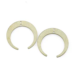 10Pcs/Lot Raw Brass Textured Moon Open Circle Pendant Charms Connectors Diy For Handmade Necklace Jewelry Earring Making