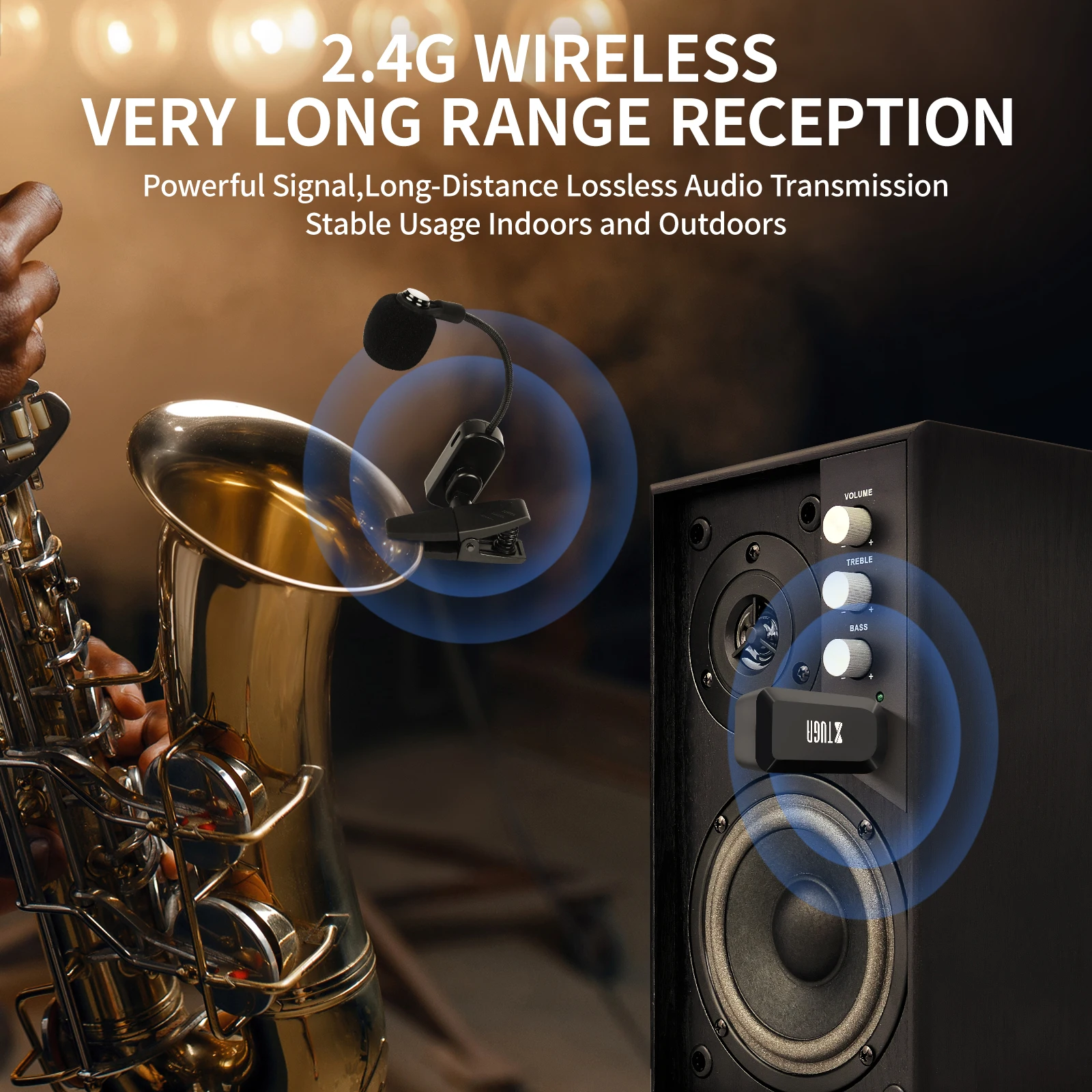 Sepuluh item TLF Xtuga KX721 Mikrofon Saksofon Nirkabel Penerima Tanpa Kabel Klip Alat Musik UHF Mic Pola Polar Kardioid