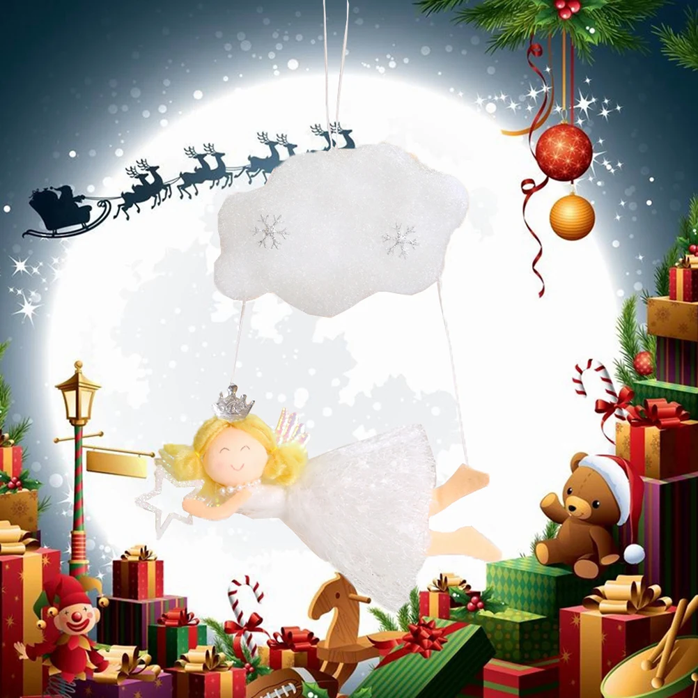 

Cute Cloud Hanging Ornament Angel Christmas Desktop Ornaments Holiday Party Gift Festive Decorations White Pentagram Angel Home