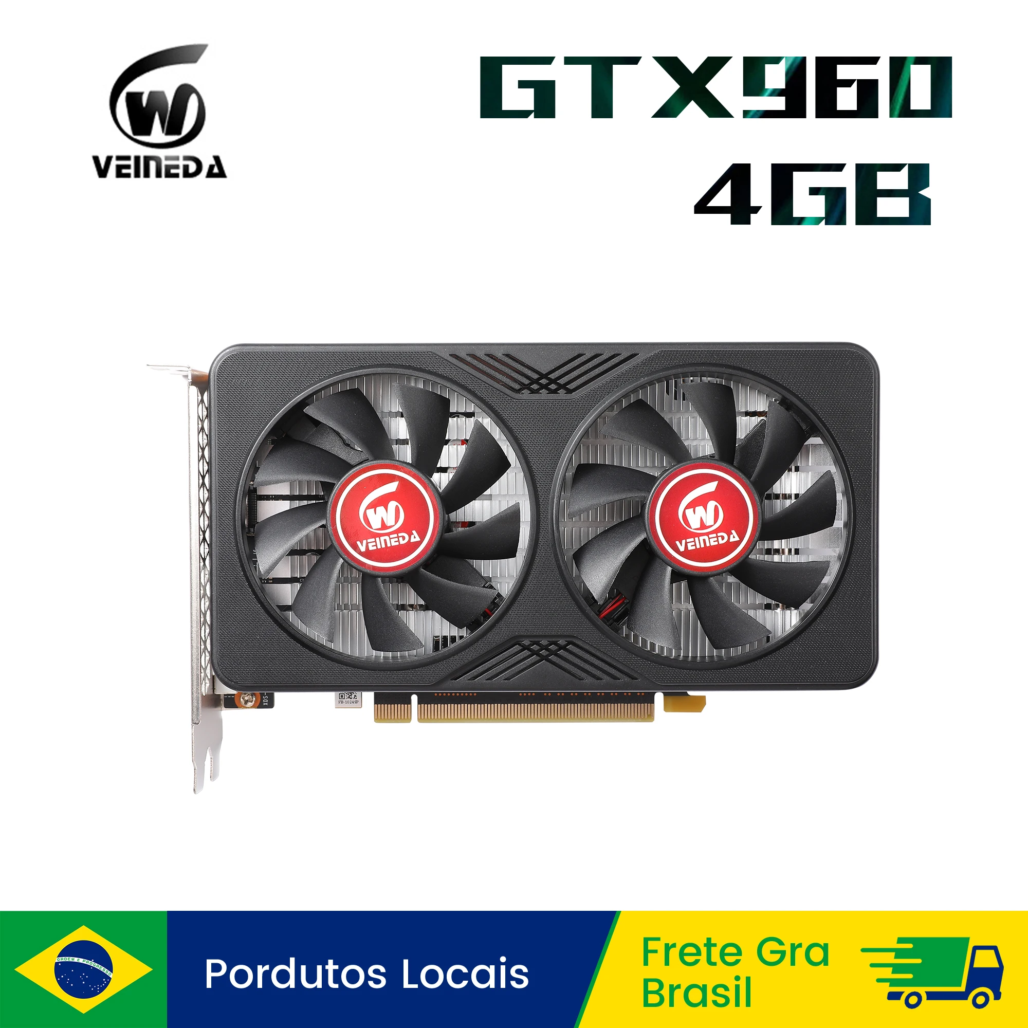 Placa de Vídeo Veineda GTX 960 4GB para PC Gaming GDDR5 128Bit PCI Express 3.0 ×16 6 Pinos para Nvidia