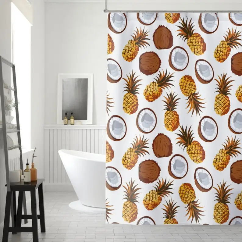 Tropical Pina Colada Shower Curtain: Refreshing Fruit Design