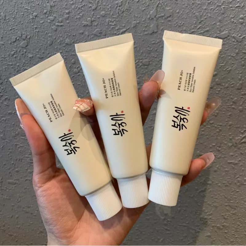 Arroz coreano spf50 + creme pêssego jo + creme tonificante para corpo e rosto aplicar ao pescoço natural iluminar corretivo leve mesmo tom de pele