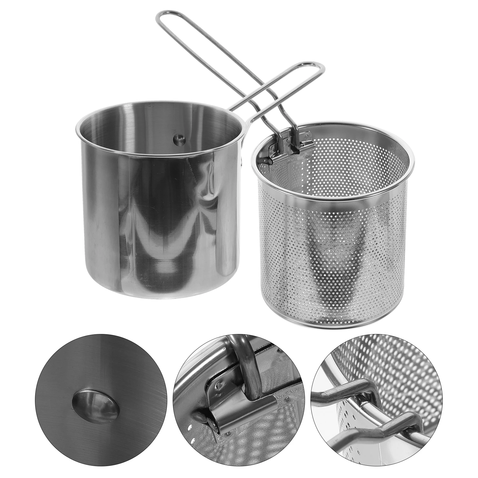 

Stainless Steel Deep Fryer Pot with Handle Frying for Breakfast Milk Heating Baby Food Small Multi-Use Kitchen Cookware Fry Deep