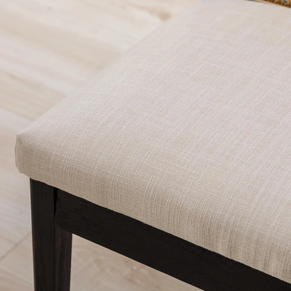 زوج من كراسي تناول الطعام في مزرعة الروطان مع ظهر قصب ومقاعد منجدة لتناول الطعام بشكل مريح #3