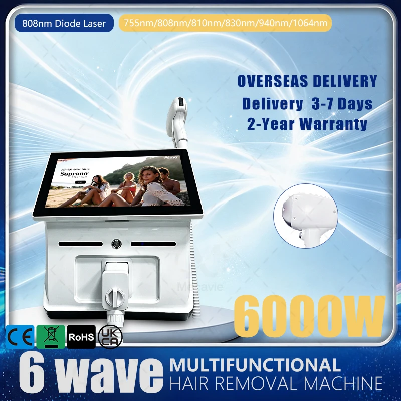 Latest 6000W Diode Laser Painless Permanent Hair Removal FAC Advanced Technology With6 Waves Salon Exclusive Full Certificate
