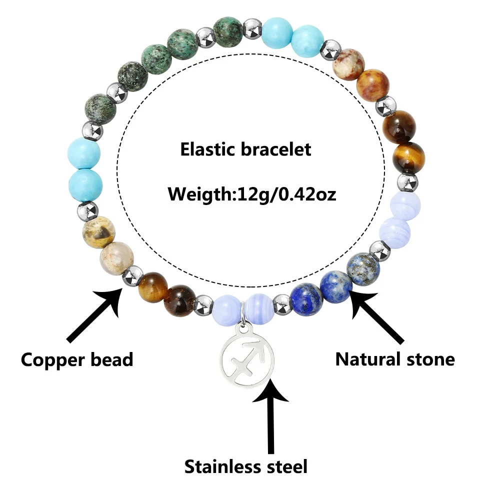 12 زودياك سوار مُزين بالخرز برج الحمل الثور الجوزاء السرطان ليو العذراء الميزان العقرب الدلو الحوت هدايا النساء المجوهرات هدية #5