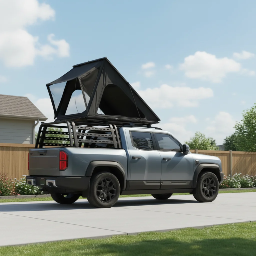 8cm Low Profile Aluminum Alloy Rooftop Tent with UV Protection 4-Season Camping for SUV Pickup Truck Easy Installation