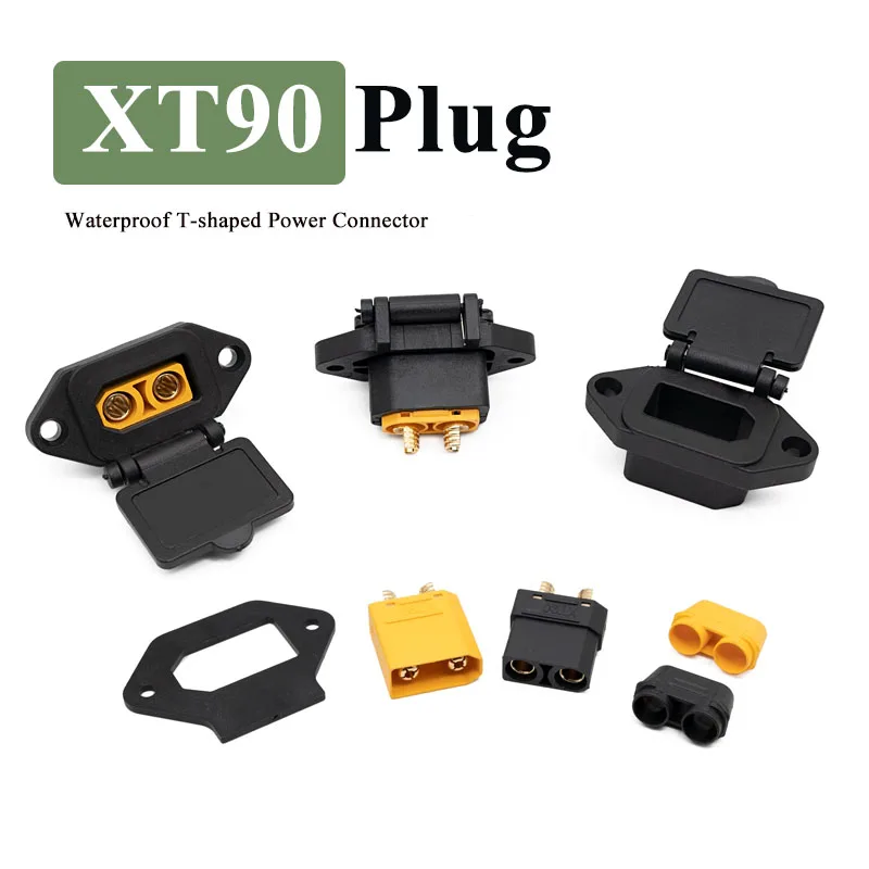 XT90 Female Male Plug Fixed Bracket Waterproof T-shaped Power Connector Socket Spring Cover XT90-S Terminal Brackets Screw Fix