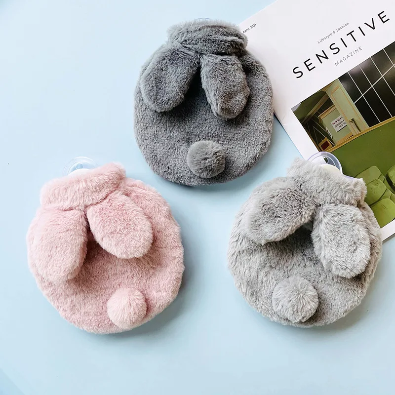 Cartoon Bunny Hot Water Bag Bottle For Girls Plush Shoulder Hand Warmer Heat Pack Warm Belly Instant Winter Water Heating Pad