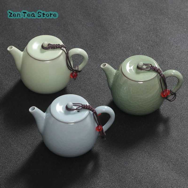 Ruyao Teapot Small Single Pot Household Ice Crack Glaze Open Piece Can Be Raised Pure Manual Ceramic Kung Fu Tea Set Tea Infuser