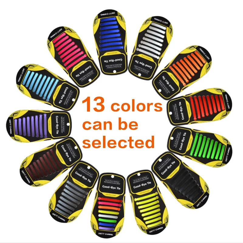 16Pc/Set No Tie Shoelaces for Kids and Adults 13 Colors Elastic Silicone Shoelaces Athletic Running Shoes Lace All Sneakers Fit