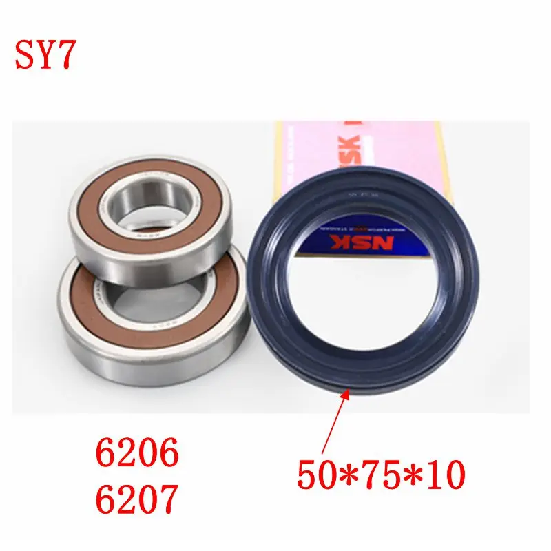 

for Sanyo drum washing machine Water seal（50*75*10）+bearings 2 PCs（6206 6207）Oil seal Sealing ring parts