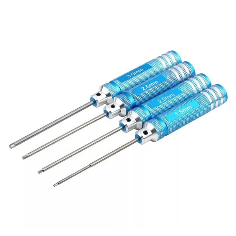 Juego de destornilladores hexagonales de titanio, 4 Uds., 1,5/2,0/2,5/3,0mm, acero endurecido para coche/helicóptero/barco RC, herramientas de reparación duraderas