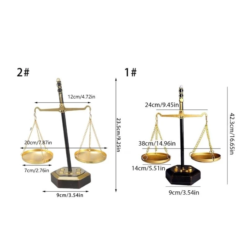 Classical Justice Scale Decorative Ornament Metal Weight Balancing Scale Sculpture for Lawyer Office Tabletop Display JOMD