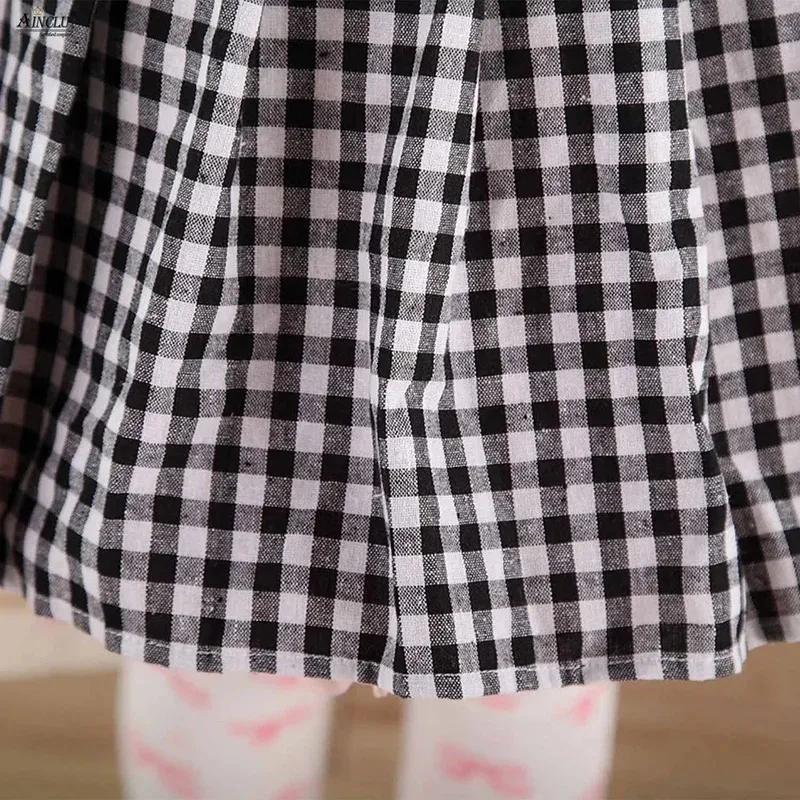 Ainclu إمرأة أبيض وأسود حزام منقوشة القطن الدانتيل لوليتا الحمالة الكرة ثوب حفلة عيد ميلاد التنانير XS-XXL if;3 #6