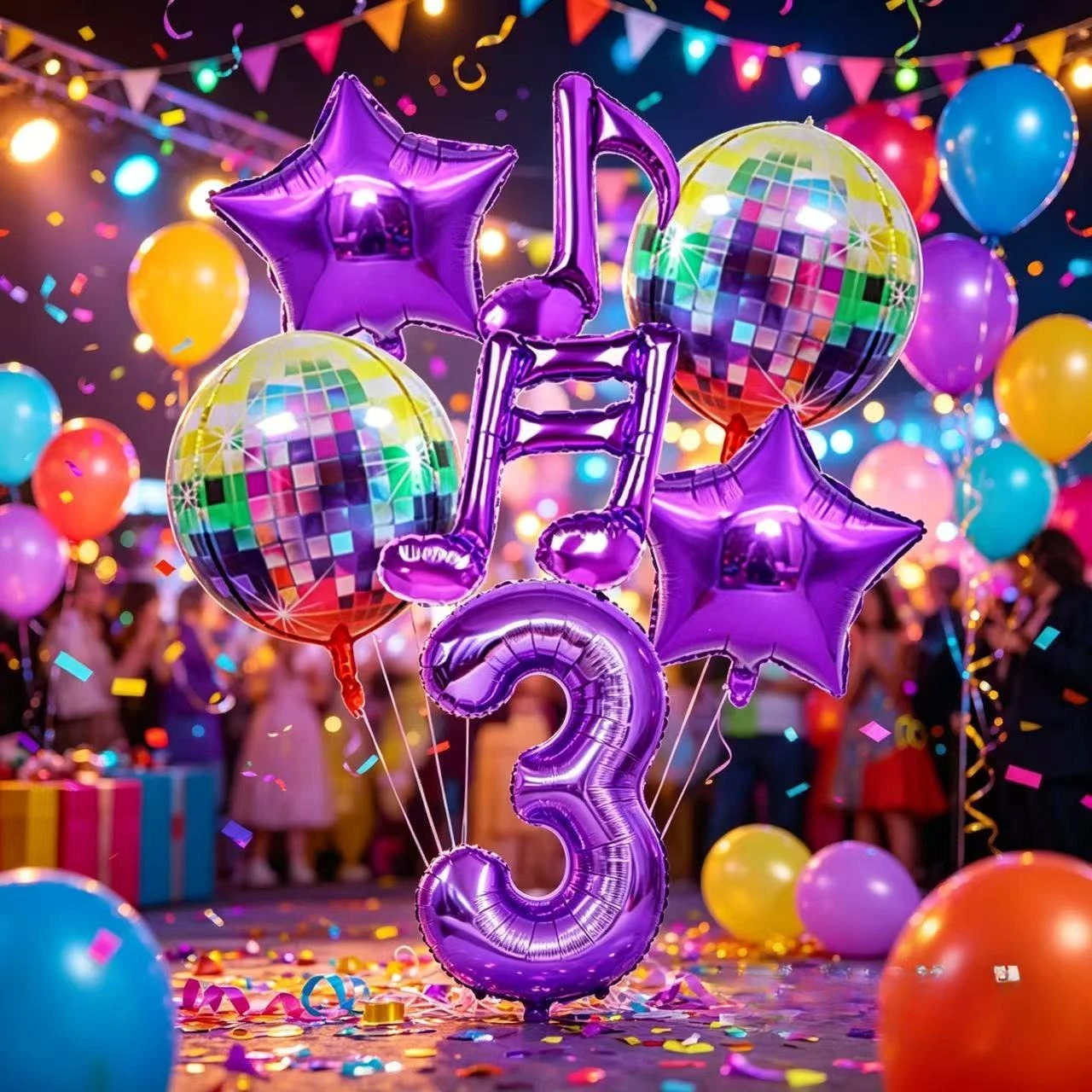 K-Pop Disco-Musik Themenballons mit Lila Luftballons für Geburtstagsfeiern, Abschlussbälle und Fan-Treffen Dekoration