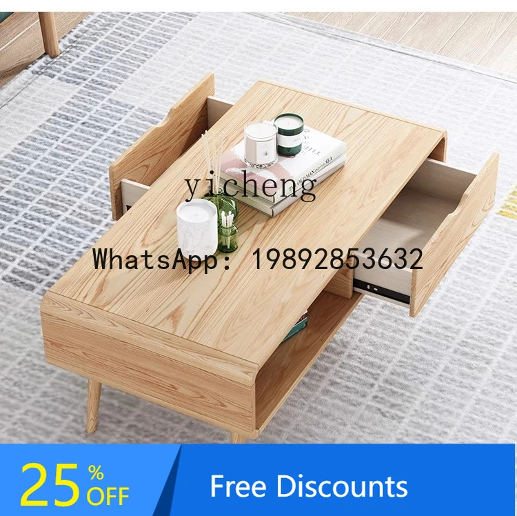 AA  coffee living room simple solid wood storage square table household rubber tea table