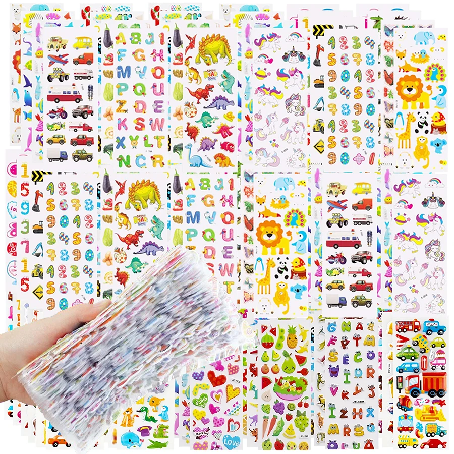 12/24 Uds pegatinas de burbujas de dibujos animados 3D más de 100 + estilos decoración DIY aleatoria pegatinas de grafiti para diario equipaje portátil