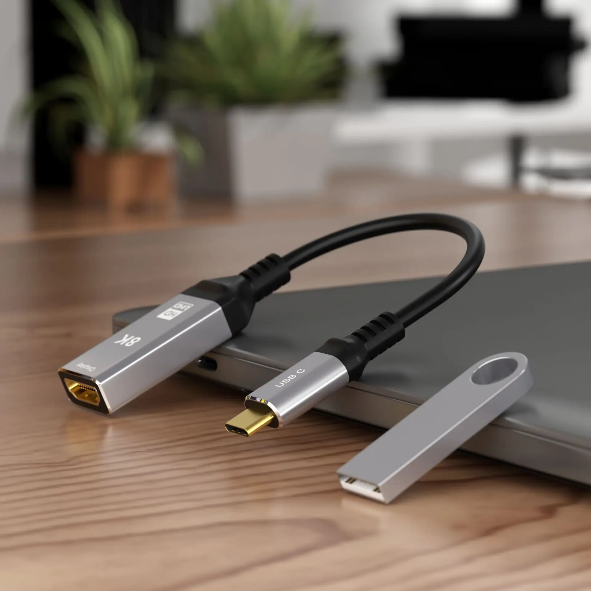 

Высокоскоростной видеокабель Type-C к HDMI 8K при 60 Гц — ПК, ноутбук, настольный компьютер, совместимый с дисплеем Ultra-HD для игр и мультимедиа