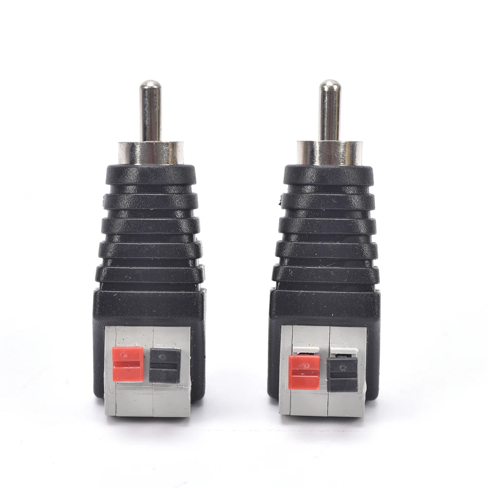 

High Quality 2PCS Speaker Wire A/V Cable To Audio Male RCA Connector Adapter Jack Press Plug