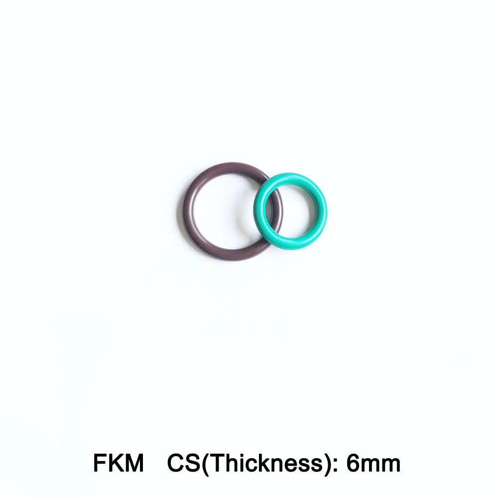 FKM Rubber O Rings Gasket C/S 6mm Thickness OD 18/22/30/35/40/45/50/52/55/58/60/62/65/68/70/80*6mm Fluolrine Seal Rings Washer