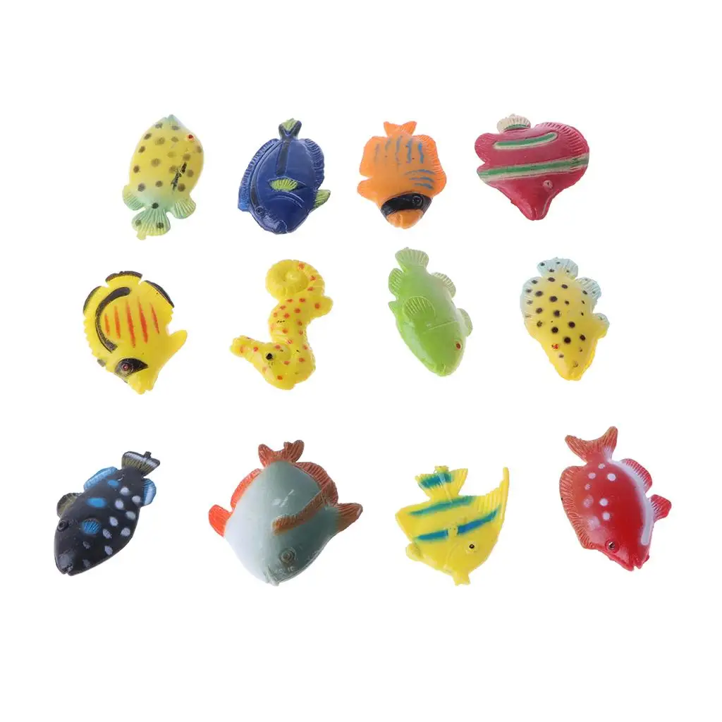 12x Plastic Fish Model Figures Party Favors for Kids Children