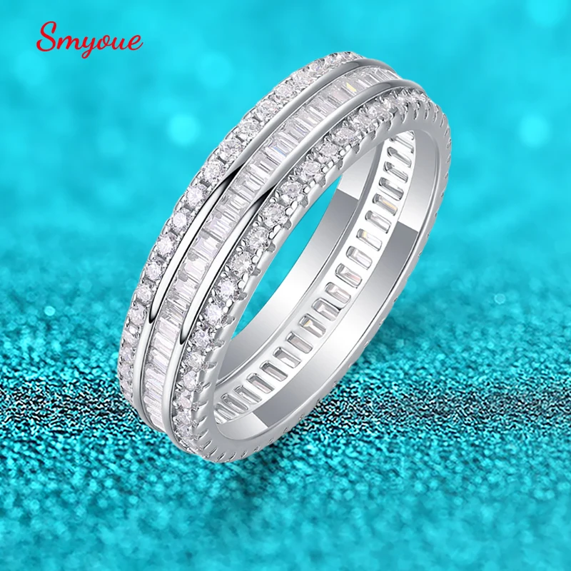 

Smyoue 18K White Gold Plated All Moissanite Rings for Women Wedding Engagement Full Eternity Bands Sterling Silver 925 Jewelry