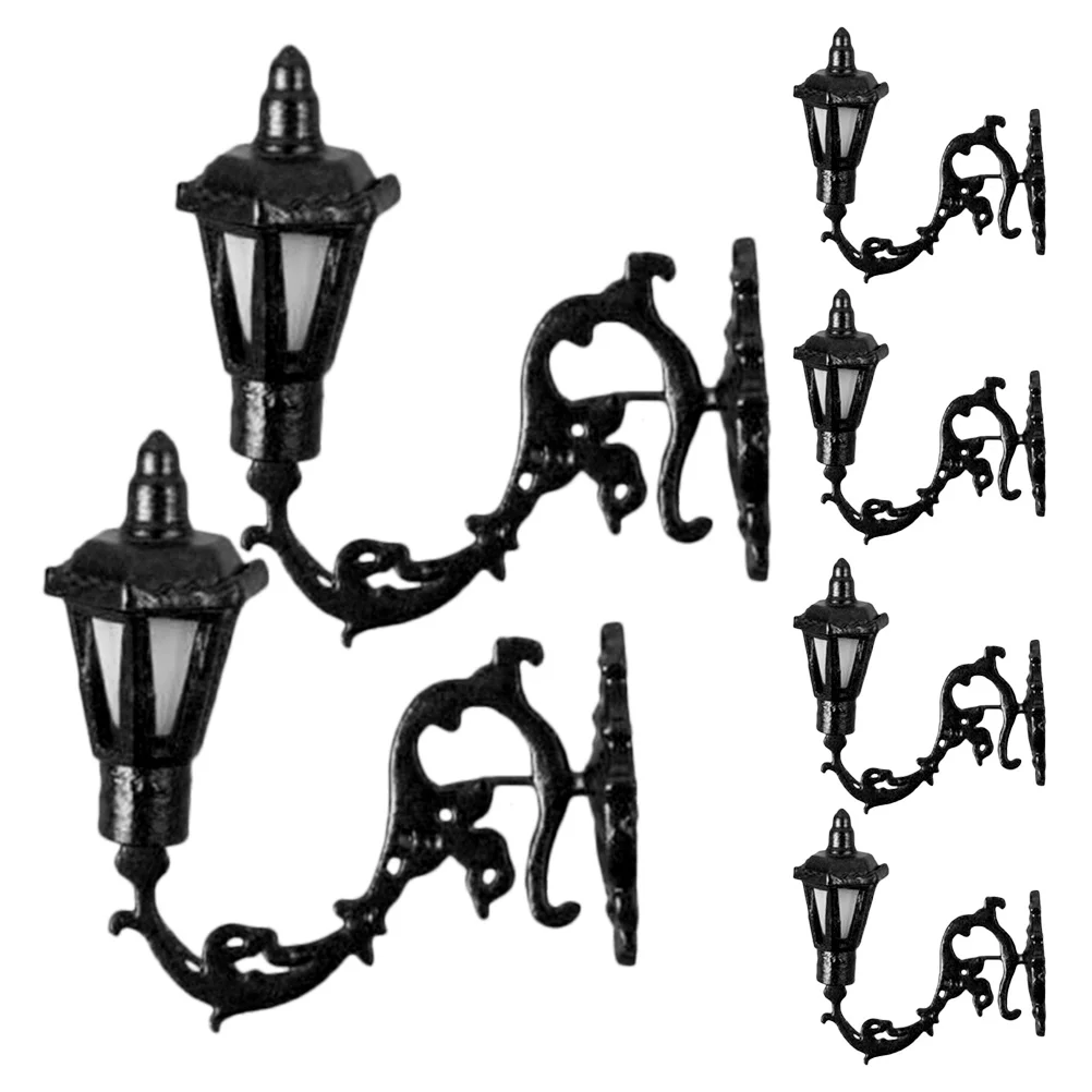 

6 Pcs Dollhouse Wall Light Mini Decoration Lamp Model Statue Miniature Village Abs Ornament