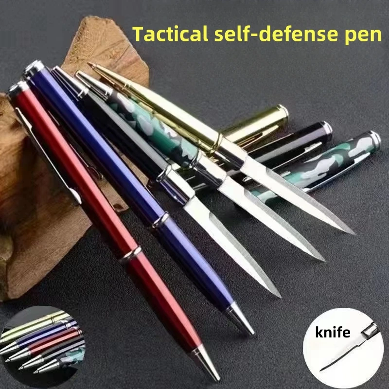 EDC Metal Ballpoint Pen Multi-function Hidden Type Double Headed Portable Outdoors Tactical Self-defense Tool Pen Knife Toys