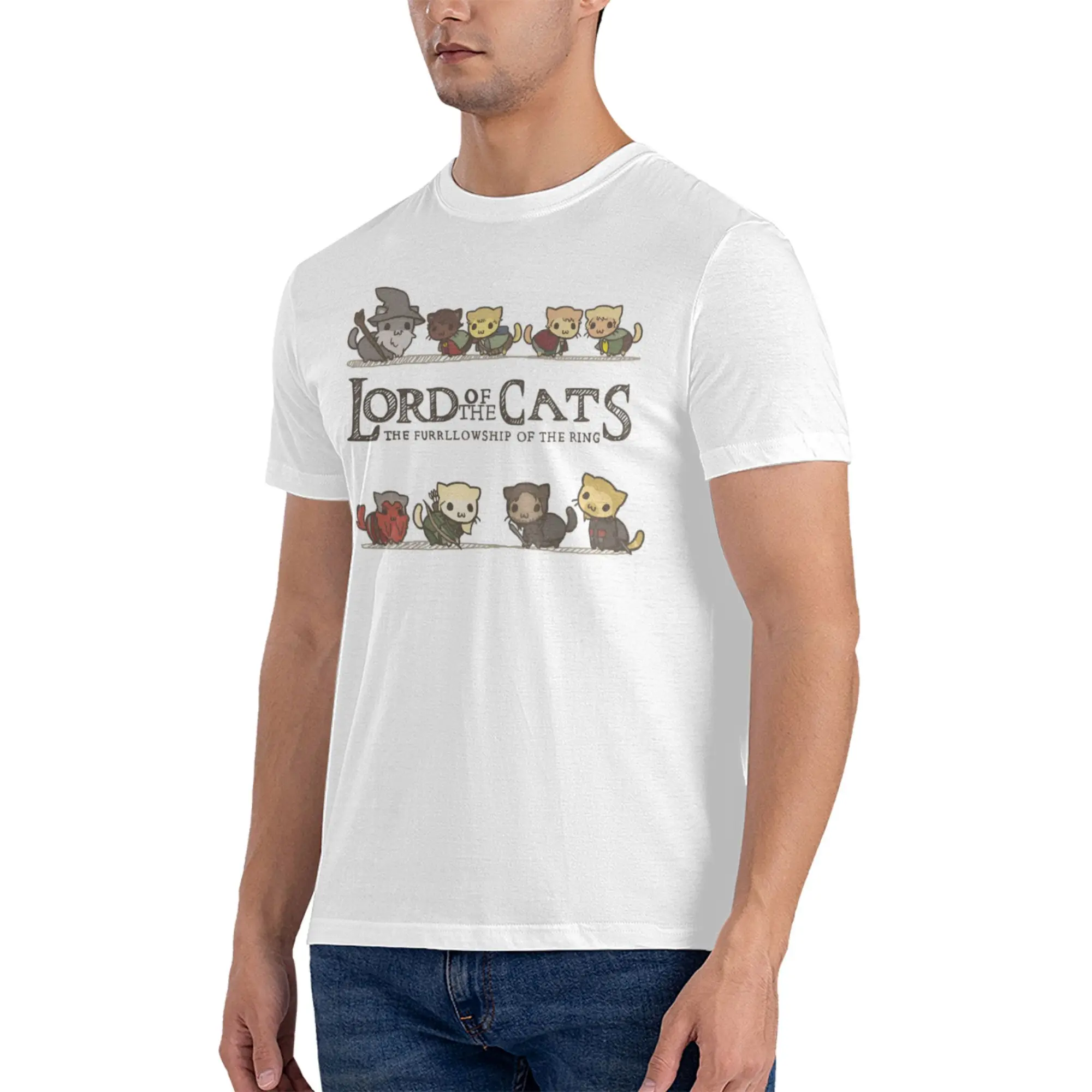 L-Lord of The Cats خواتم هدية تي شيرت للجنسين قصيرة الأكمام تي شيرت الشارع الشهير عادية الجرافيك المحملة القطن الخالص سليم صالح الملابس #4