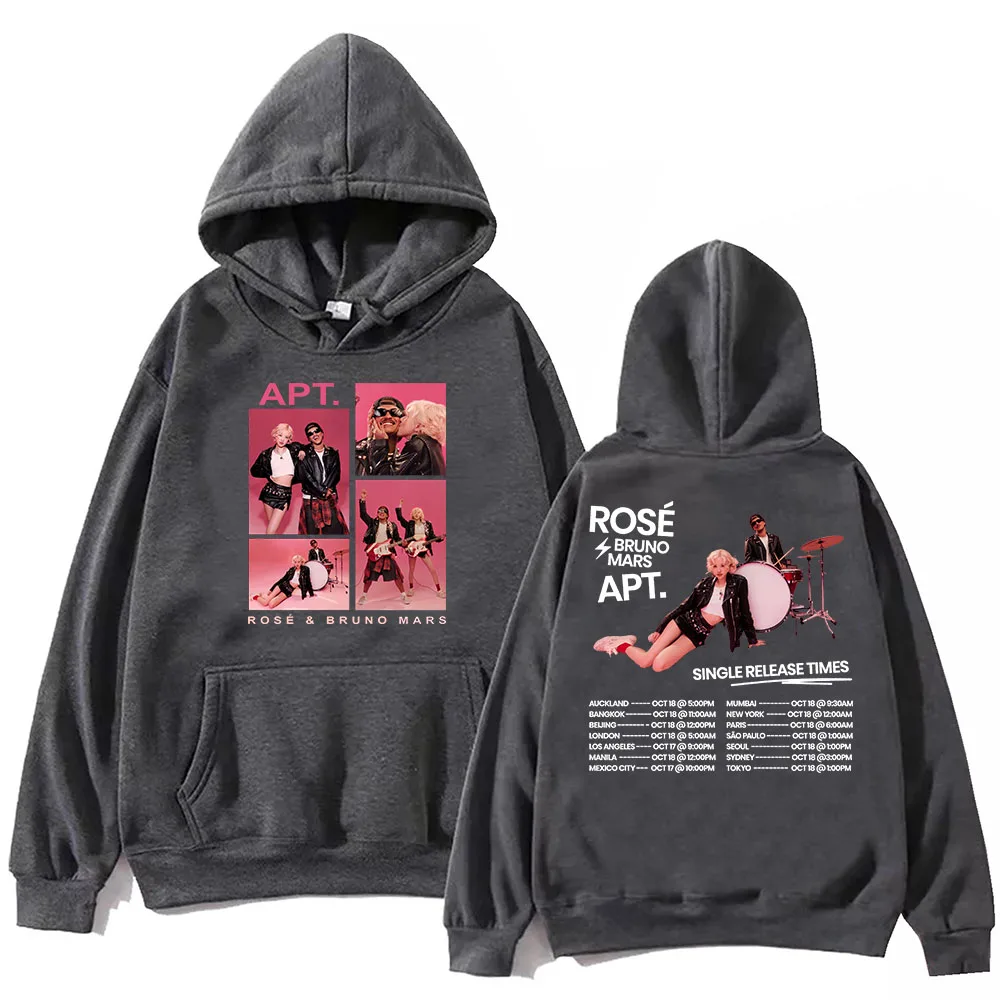 بلوفر ROSÉ & Bruno Mars APT بغطاء للرأس للجنسين Harajuku بلوفر بأكمام طويلة هدية لمحبي الرسوم المتحركة