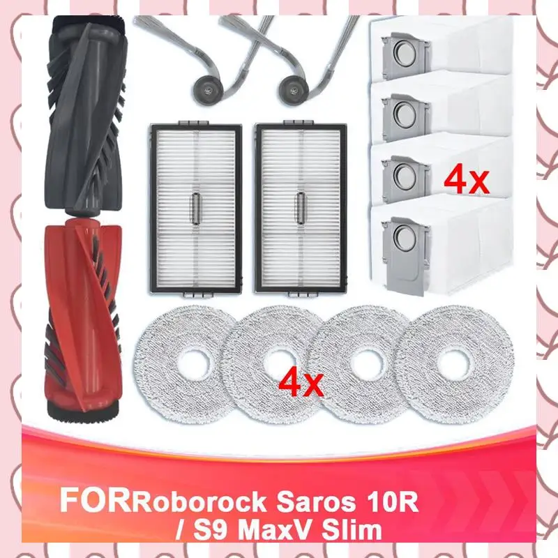 

HHTL Compatible For Roborock Saros 10R / S9 Maxv Slim Spare Parts Main Side Brush Filter Mop Dust Bag Accessories Consumables