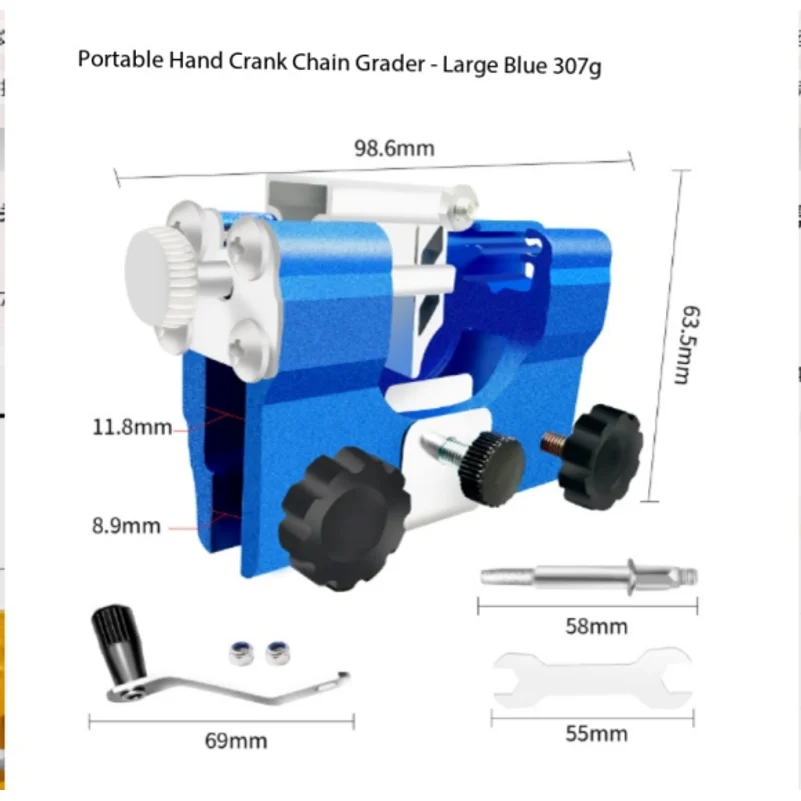 1set 5grinding heads Portable Manual Chainsaw Sharpener Hand Crank Grinder Easy to Use Durable Tool for Effective Sharpening