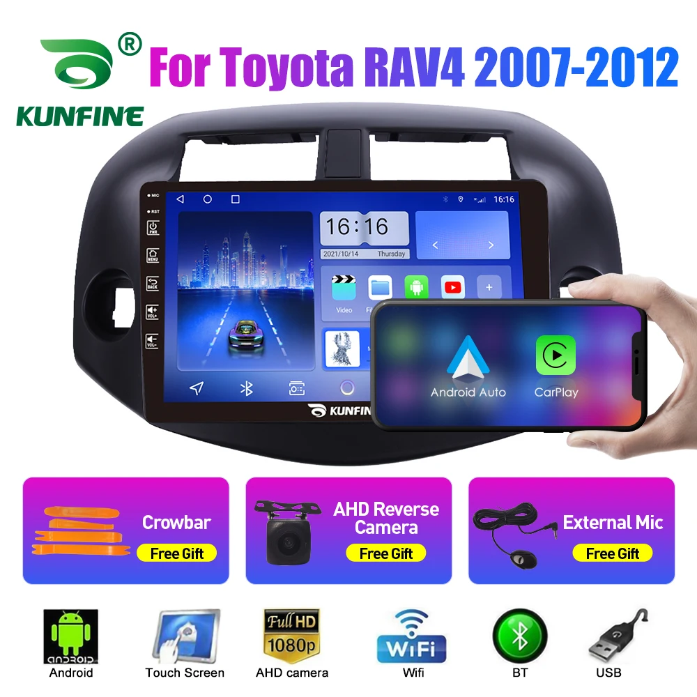 

10,33-дюймовый автомобильный радиоприемник для Toyota RAV4 2007-2012 2Din Android, восьмиядерный автомобильный стерео DVD, GPS-навигатор, плеер QLED, экран Carplay