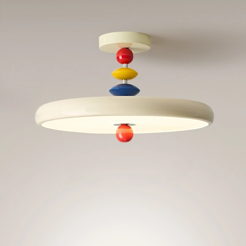 Memphis Cream Rotundity LED Pendant Light Minimalist Eye Protection Luminaires Children's Bedroom Living Room Study Ceiling Lamp