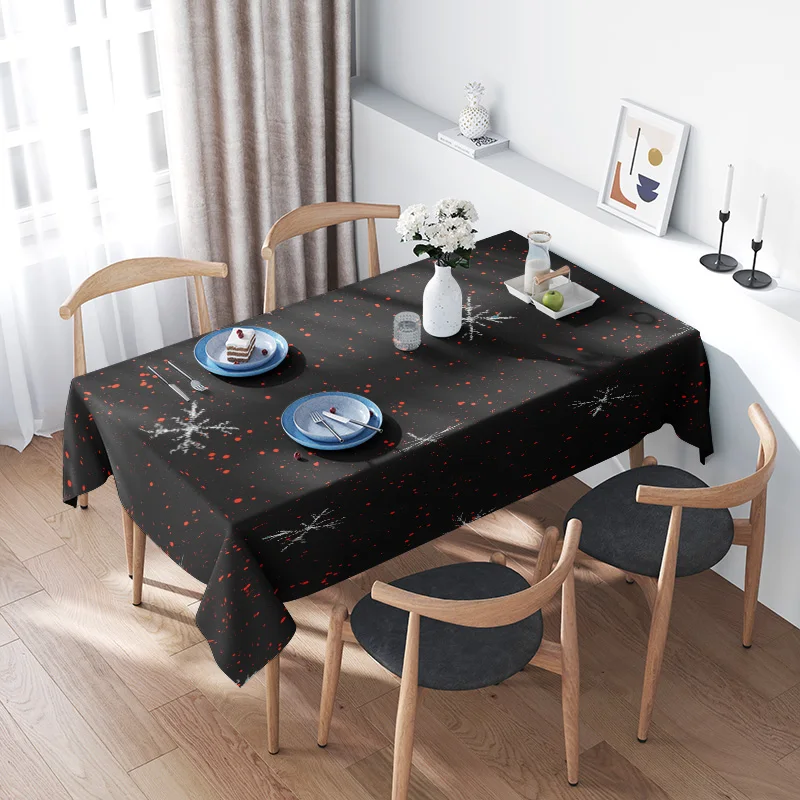 Modern Retro Snowflake Pattern Black Dining Tablecloth for Home Decoration 120x180cm Luxury Decorative Polyester Kitchen Placema