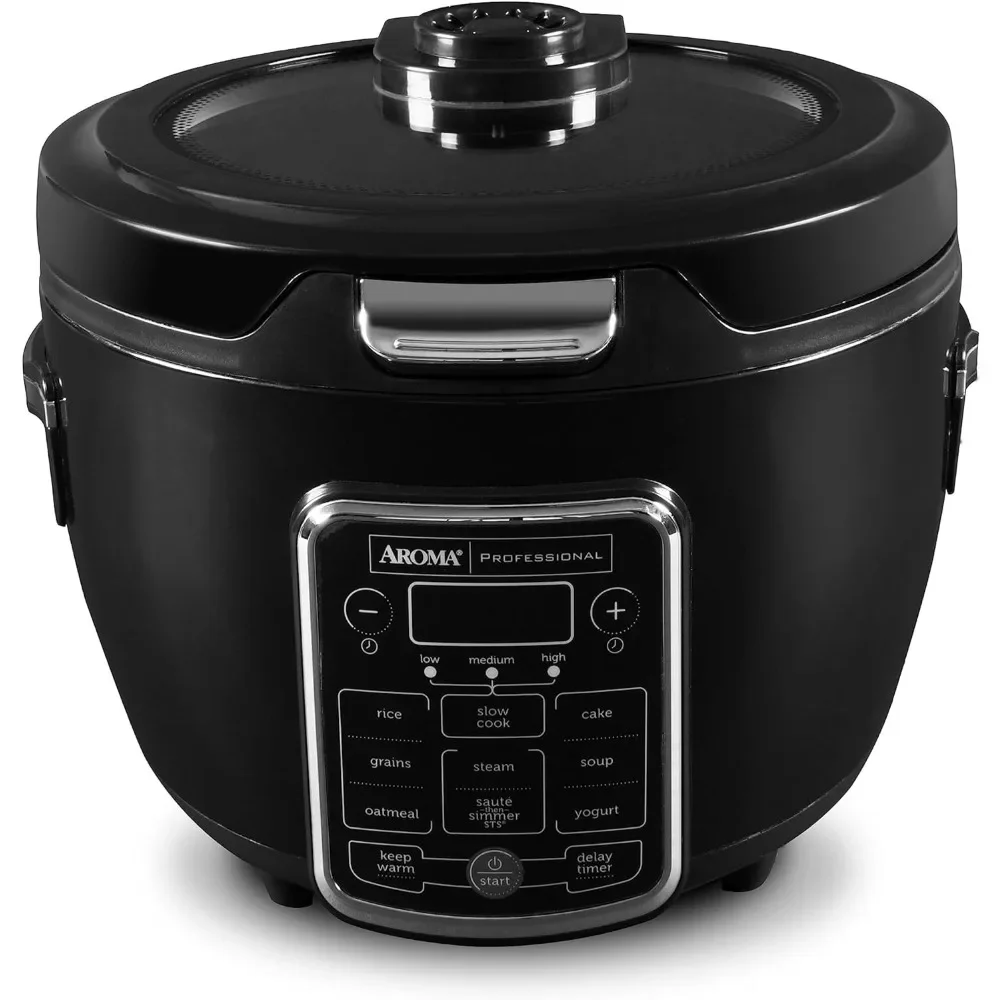 Rice Cookers, Multifunctional cookware, Grain, Oatmeal, Slow Cooker, Saute, Steam, Timer, 10 Cup Uncooked/20 Cup Cooked, Black