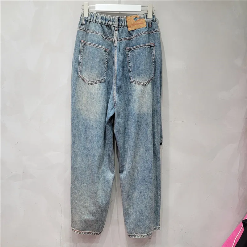 ANJY Spring Autumn New Women Design Heavy Embroidered Flares Three-dimensional Floral Denim Pants Trendy Ins Ripped Jeans A24682