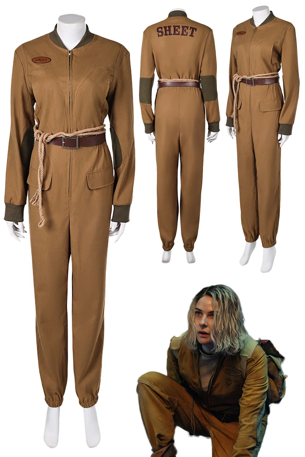 Juliette Nichols Cosplay Brown Jumpsuits Costume 2024 TV Silo 2 Disguise Bodysuits Belt Outfits Female Halloween Party Suits