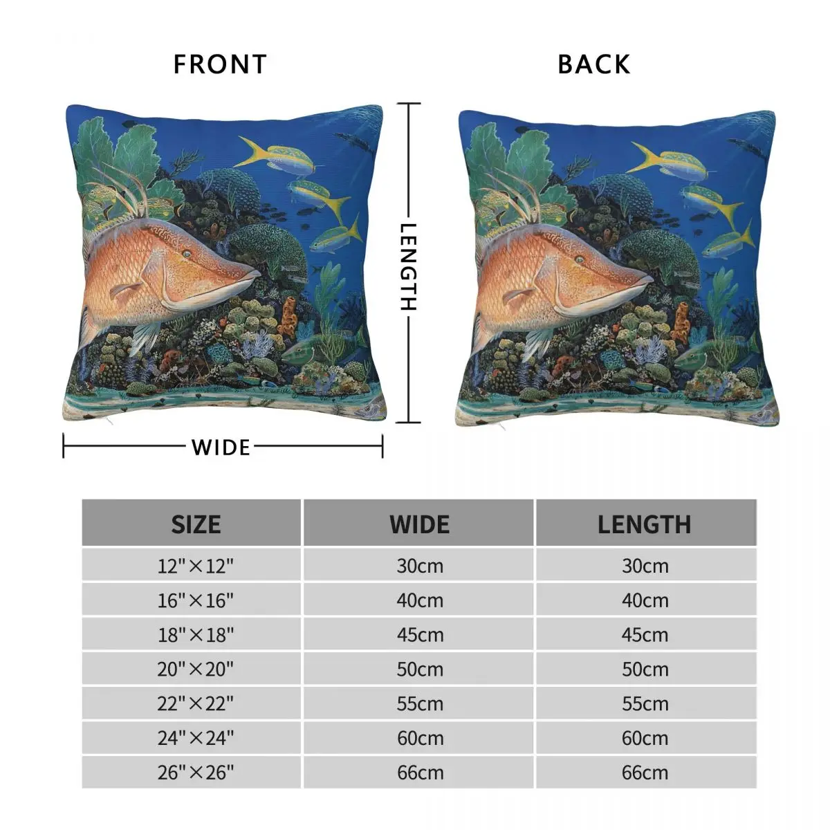 Hogfish Heaven Reef Pillowcase Polyester Linen Velvet Creative Zip Decor Pillow Case Bed Cushion Cover 45x45