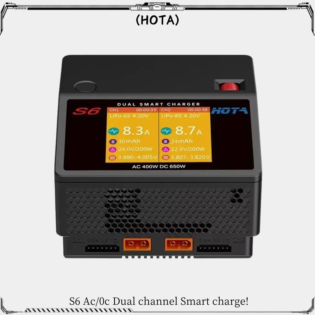 HOTA S6 15A Dual Channel Smart Ultra Small Size Charger AC400W /DC650W For Lipo LiHV LiFe LiIon NiZn NiCd NiMH Battery