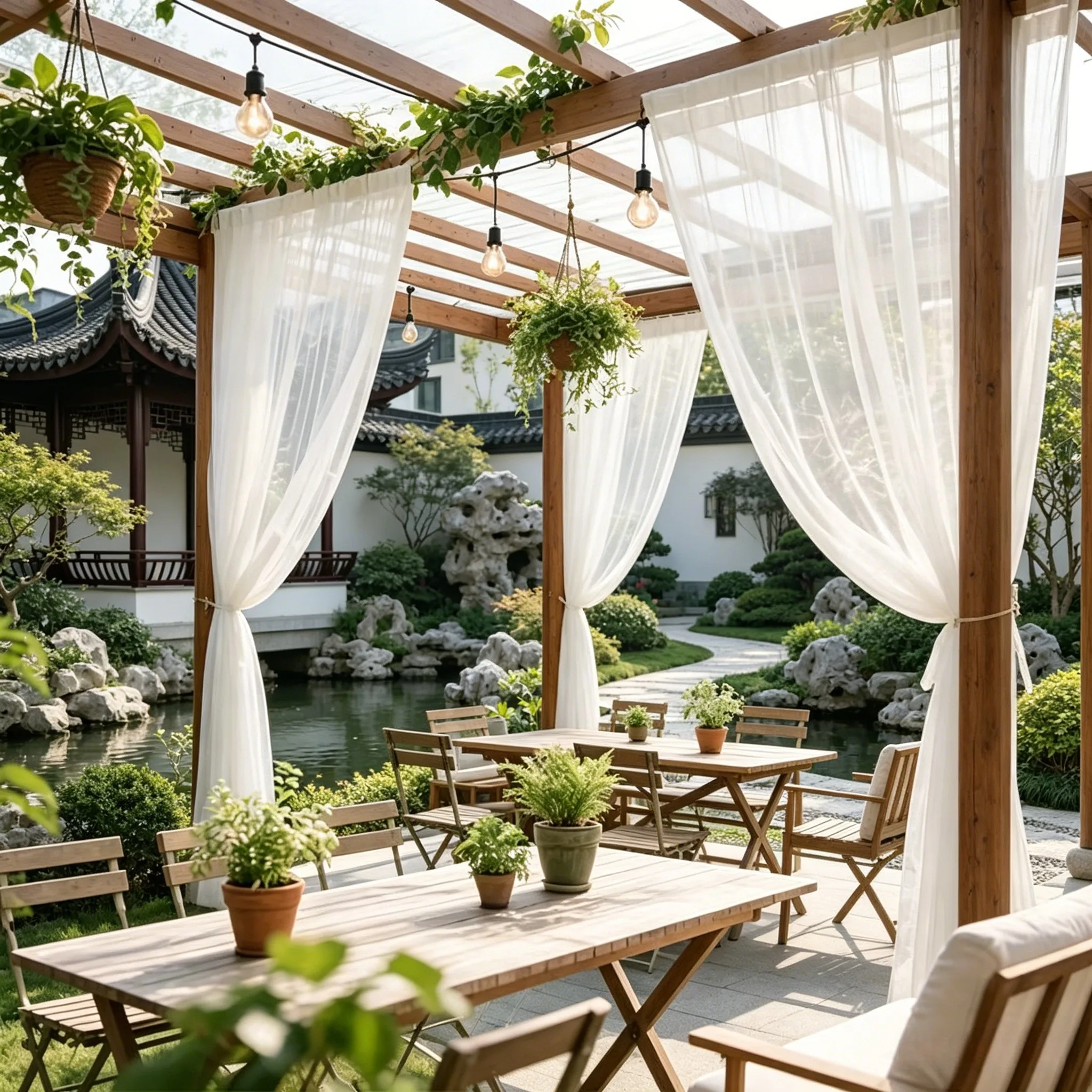 Sheer Gauze Curtain with Rod Pocket for Outdoor Wedding Canopy Sun Shade Netting 3x3 Meters Lightweight Mesh Material