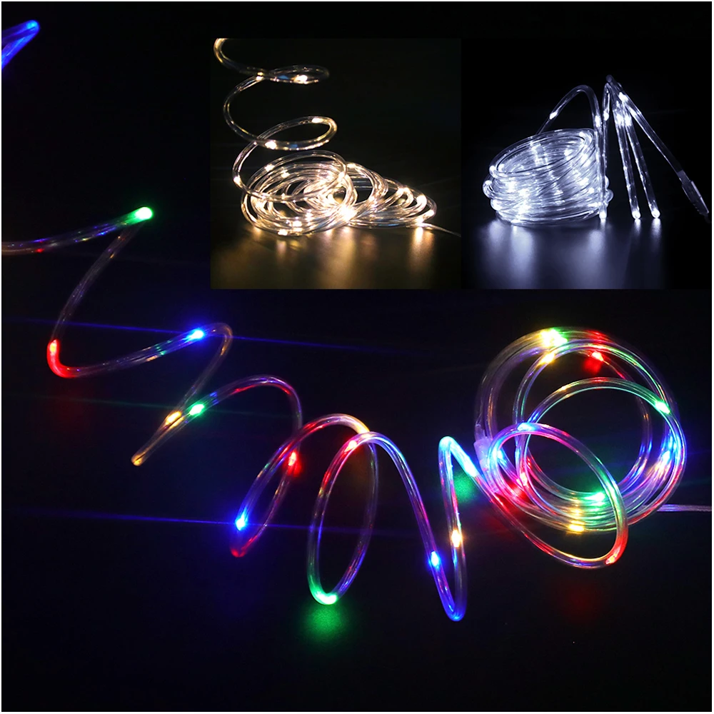 3AA Battery Box Power LED Garland String Light 13key Remote Control 5V 8 Modes 7M 12M 22M Clear Tube Lamp Waterproof Xmas Decor