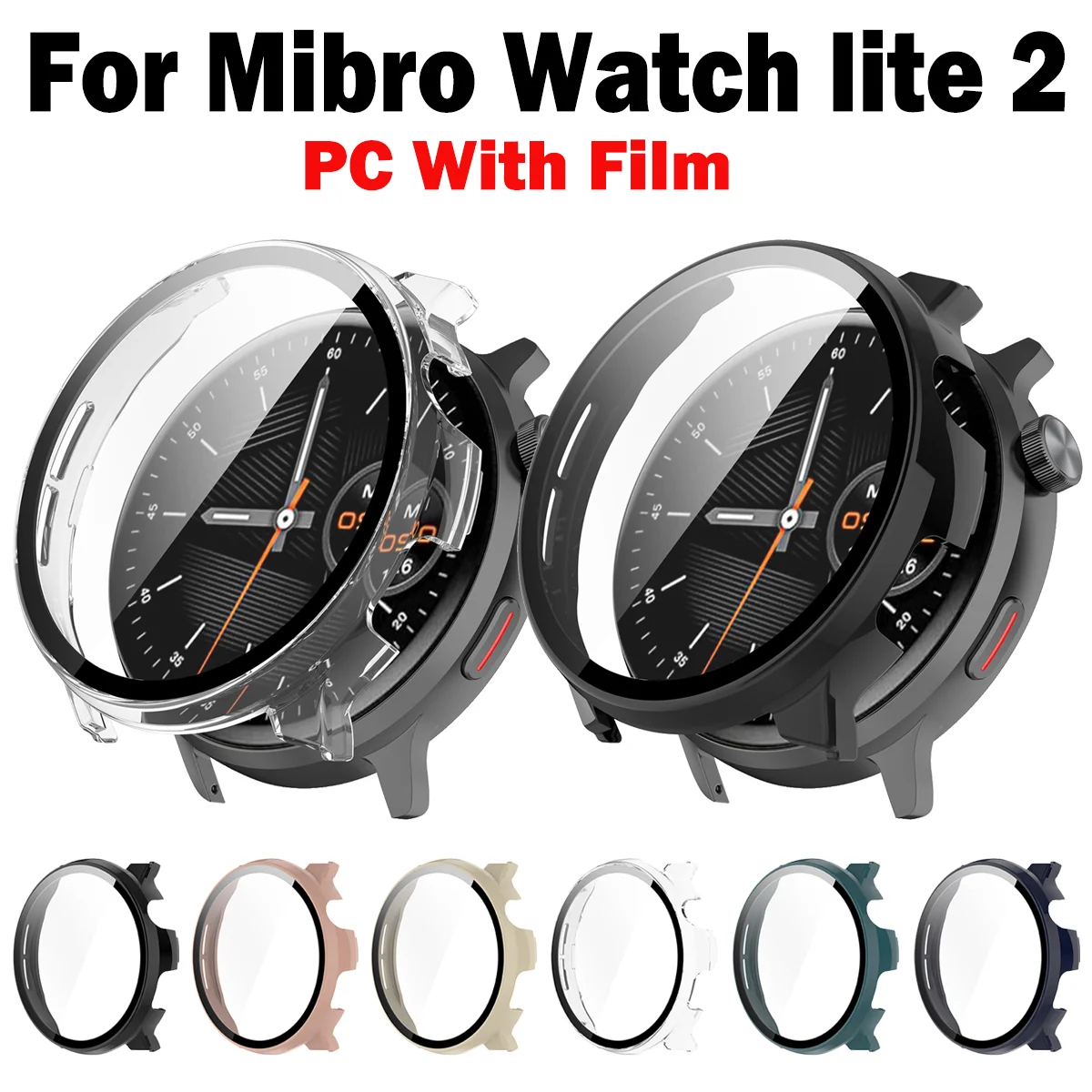 For Mibro Watch Lite 2 PC Case 3D Screen Protector Full Coverage HD Hard With Tempered Glass for Mibro watch lite2