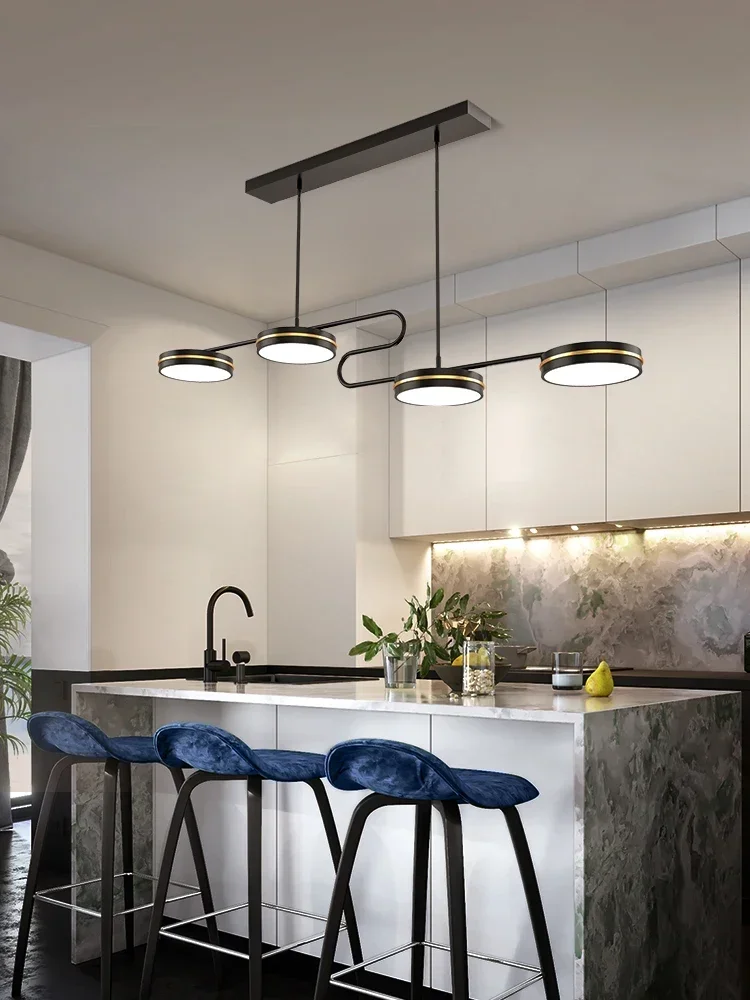 Lustres LED minimalistas modernos para decoração de casa, luminárias suspensas, cozinha e mesa de jantar, bar, área de descanso, preto